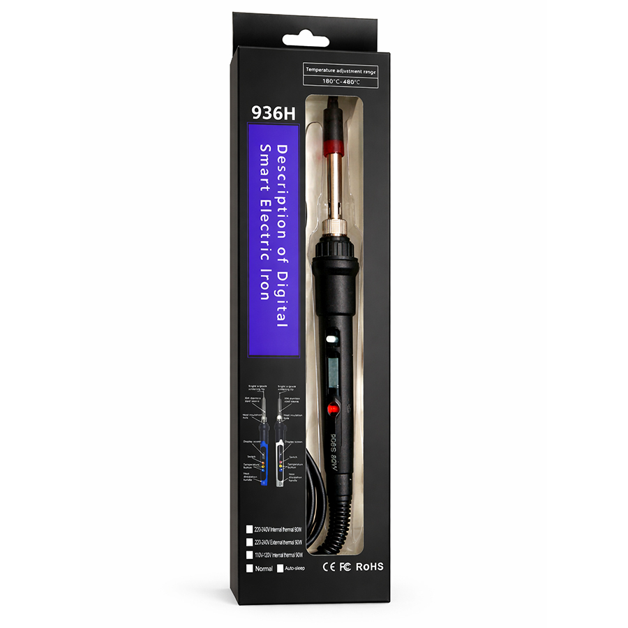 936H Digital Smart Soldering Iron 90W – Adjustable Temperature 180°C–480°C, LCD Display, Auto Sleep